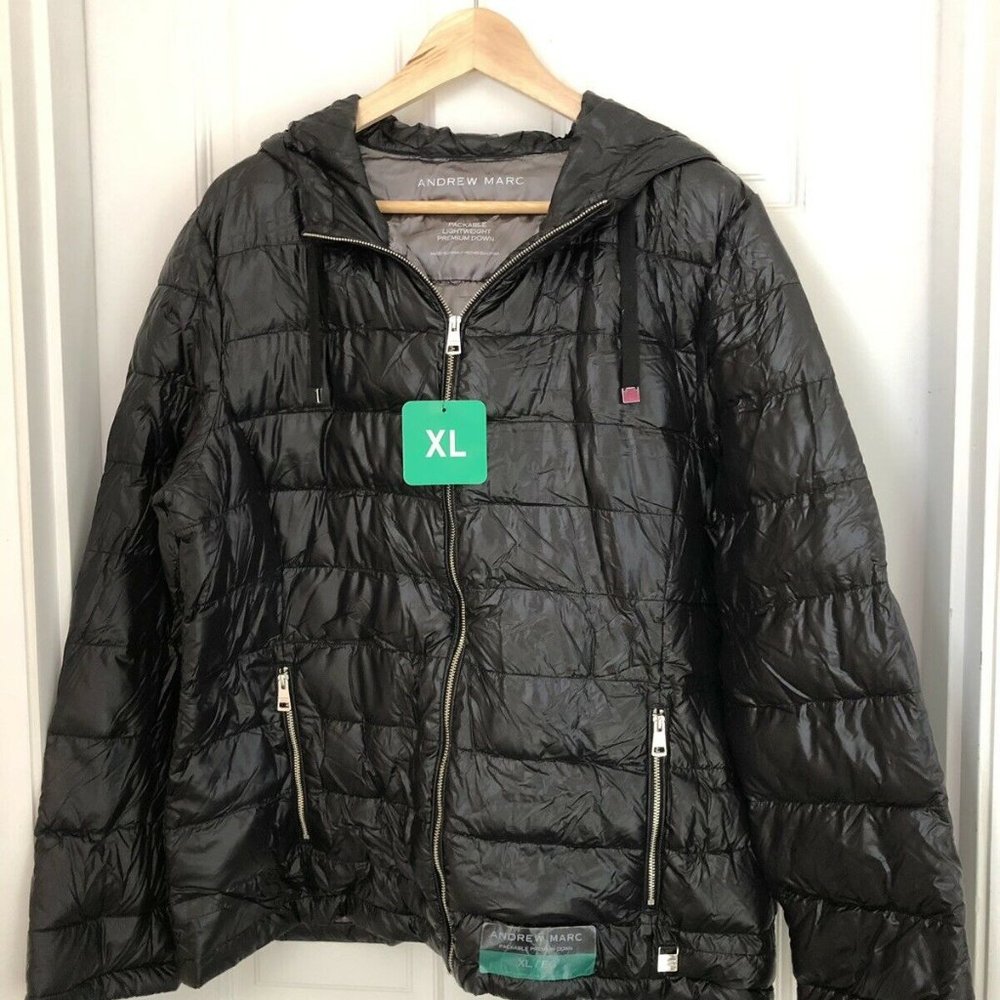 Andrew Marc Lightweight Down Jacket With Hood